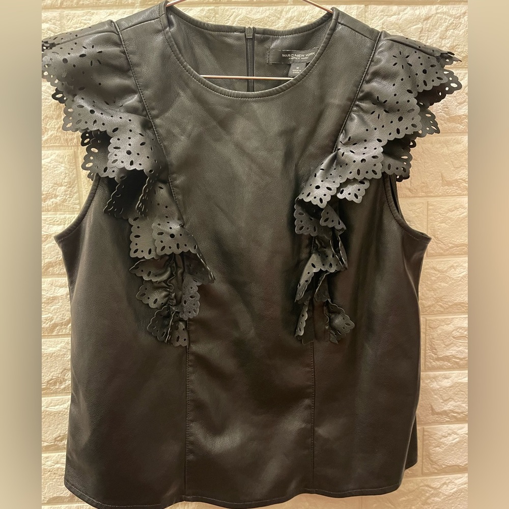 Marc New York black faux leather top